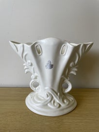 Listing 2 of 9 for Beautiful White Wedgwood Vase - Unicorn sticker attached