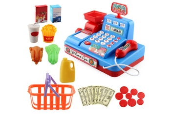 Listing 4 of 5 for Cash Register for Little Ones Pretend Play Calculator Cash Register Toys-Blue