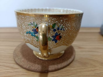 Listing 3 of 6 for Plant Tuscan China Teacup | Gold Lace & Hand-Painted Flowers (Pre-Royal Tuscan)