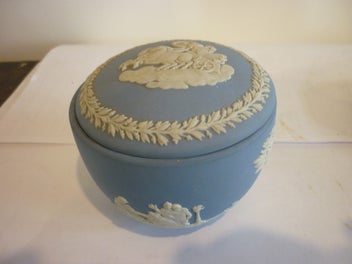 Listing 2 of 8 for WEDGEWOOD BLUE TRIO OF PIECES. JUG ,PLATE AND LIDDED POT
