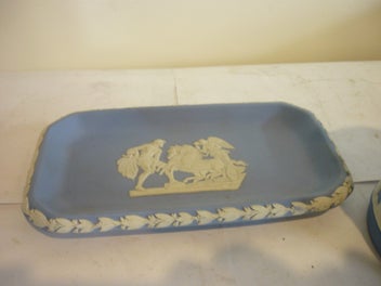 Listing 3 of 8 for WEDGEWOOD BLUE TRIO OF PIECES. JUG ,PLATE AND LIDDED POT