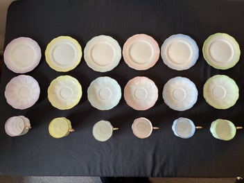 Listing 13 of 19 for $1 NO RESERVE Royal Albert Hampton 'Rainbow' English Bone China Cups & Tea Set