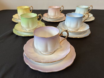 Listing 1 of 19 for $1 NO RESERVE Royal Albert Hampton 'Rainbow' English Bone China Cups & Tea Set