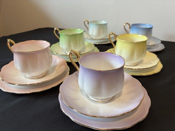 Listing 2 of 19 for $1 NO RESERVE Royal Albert Hampton 'Rainbow' English Bone China Cups & Tea Set