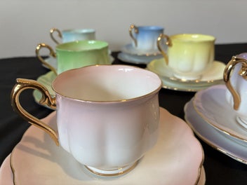 Listing 4 of 19 for $1 NO RESERVE Royal Albert Hampton 'Rainbow' English Bone China Cups & Tea Set