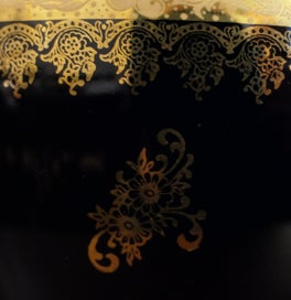 Listing 2 of 8 for VINTAGE LIMOGES LA REINE COBALT BLUE and 22k GOLD LIDDED GINGER JAR.