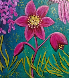 Listing 9 of 19 for Hummingbird and Floral Painting -'Jewel Wings '