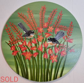 Listing 12 of 20 for Tui Bird and Tree Fuchsia Blossoms- 'A Splash Of Joy '