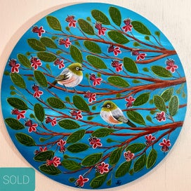 Listing 16 of 20 for Tui Bird and Tree Fuchsia Blossoms- 'A Splash Of Joy '