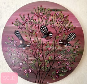 Listing 17 of 20 for Tui Bird and Tree Fuchsia Blossoms- 'A Splash Of Joy '