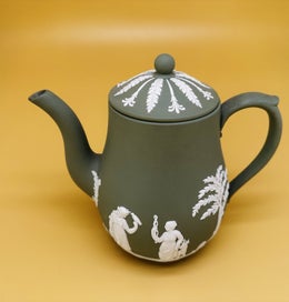 Listing 1 of 3 for Vintage Wedgwood sage green jasperware coffee pot