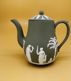 Listing 2 of 3 for Vintage Wedgwood sage green jasperware coffee pot