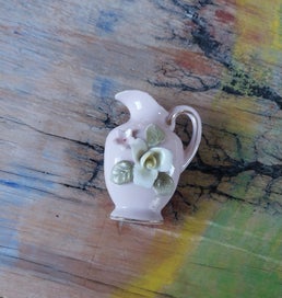 Listing 2 of 2 for ***Tiny Treasures*** Miniature ornate ceramic jug.