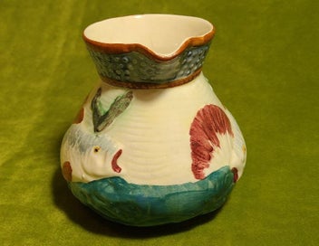 Listing 3 of 7 for Antique Shorter and Son Fish Creamer, Majolica Milk Pitcher