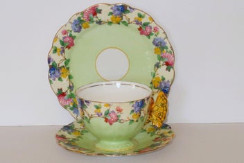 Listing 1 of 8 for ***ART DECO AYNSLEY BUTTERFLY HANDLE TRIO***