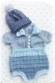 Listing 1 of 1 for HAND KNIT 3-6 Month BABY BOY ROMPER AND BOBBLE HAT - GREY