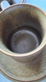 Listing 3 of 13 for 6 Temuka Riverstone mugs and saucers - flat top handles, original set, as new