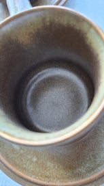 Listing 4 of 13 for 6 Temuka Riverstone mugs and saucers - flat top handles, original set, as new