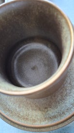 Listing 5 of 13 for 6 Temuka Riverstone mugs and saucers - flat top handles, original set, as new