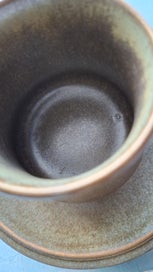 Listing 6 of 13 for 6 Temuka Riverstone mugs and saucers - flat top handles, original set, as new