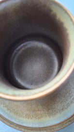 Listing 7 of 13 for 6 Temuka Riverstone mugs and saucers - flat top handles, original set, as new