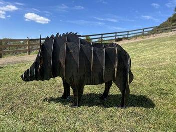 Listing 4 of 4 for Wild Boar Metal Sculpture