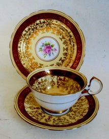 Listing 1 of 7 for ORIGINAL AYNSLEY GOLD FILIGREE FLOATING ROSE CLASSIC TRIO 1930