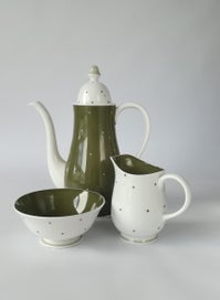 Listing 1 of 4 for Susie Cooper - mid century olive raised spot coffee pot jug and bowl