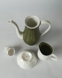 Listing 3 of 4 for Susie Cooper - mid century olive raised spot coffee pot jug and bowl