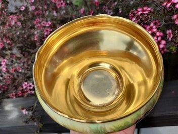 Listing 17 of 20 for Aynsley, Orchard Gold Coffee Pot, Creamer and Open Sugar Bowl.