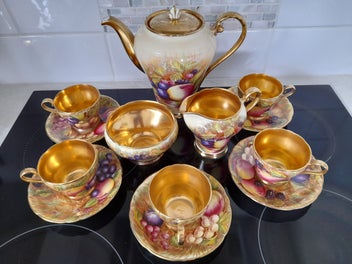 Listing 16 of 16 for Aynsley, Orchard Gold. Five Cups & Saucers.
