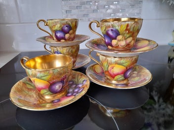 Listing 2 of 16 for Aynsley, Orchard Gold. Five Cups & Saucers.