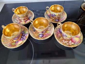 Listing 1 of 16 for Aynsley, Orchard Gold. Five Cups & Saucers.