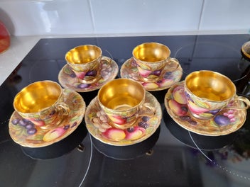Listing 3 of 16 for Aynsley, Orchard Gold. Five Cups & Saucers.