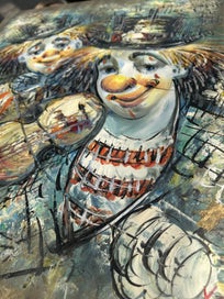 Listing 4 of 9 for Clowns - oil painting - signature Kingman / Kinsman