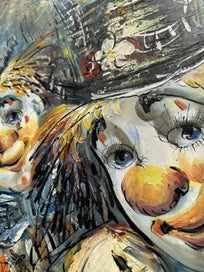 Listing 5 of 9 for Clowns - oil painting - signature Kingman / Kinsman