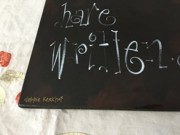 Listing 4 of 9 for Beautiful Large Vibrant Painting With Gold Leaf And Cross
