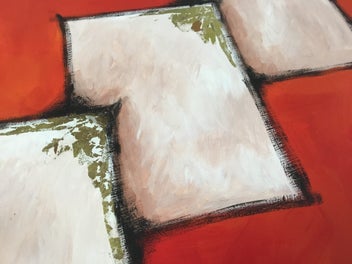 Listing 5 of 9 for Beautiful Large Vibrant Painting With Gold Leaf And Cross