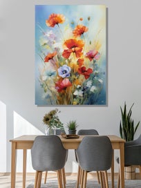 Listing 1 of 5 for Poppy Art Canvas Print Wall Art