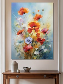 Listing 4 of 5 for Poppy Art Canvas Print Wall Art