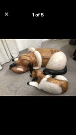 Listing 1 of 3 for Hand carved wooden mother dog and her puppy