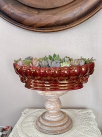 Listing 9 of 9 for A beautiful big Titian oval vase filled with lots of colourful succulents