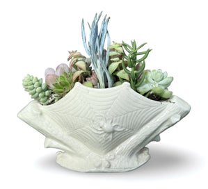 Listing 15 of 16 for A beautiful vintage Titian Studio web & spider vase filled with succulents