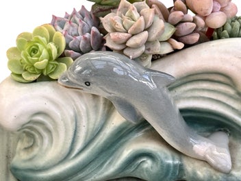 Listing 8 of 12 for A gorgeous vintage Sylvac Dolphin in the waves posy filled with succulents