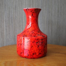 Listing 2 of 14 for AQUILA Pottery Bright Red & Gilded Vase 1980s-90s Titian, Brown Family