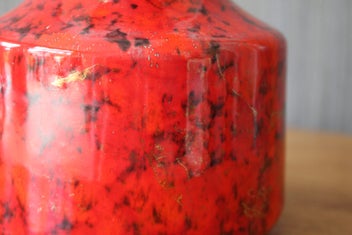 Listing 5 of 14 for AQUILA Pottery Bright Red & Gilded Vase 1980s-90s Titian, Brown Family