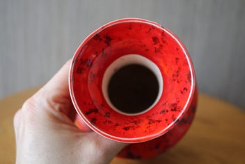 Listing 6 of 14 for AQUILA Pottery Bright Red & Gilded Vase 1980s-90s Titian, Brown Family