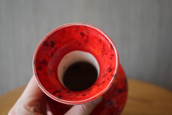 Listing 7 of 14 for AQUILA Pottery Bright Red & Gilded Vase 1980s-90s Titian, Brown Family