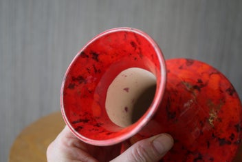 Listing 8 of 14 for AQUILA Pottery Bright Red & Gilded Vase 1980s-90s Titian, Brown Family