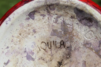 Listing 14 of 14 for AQUILA Pottery Bright Red & Gilded Vase 1980s-90s Titian, Brown Family